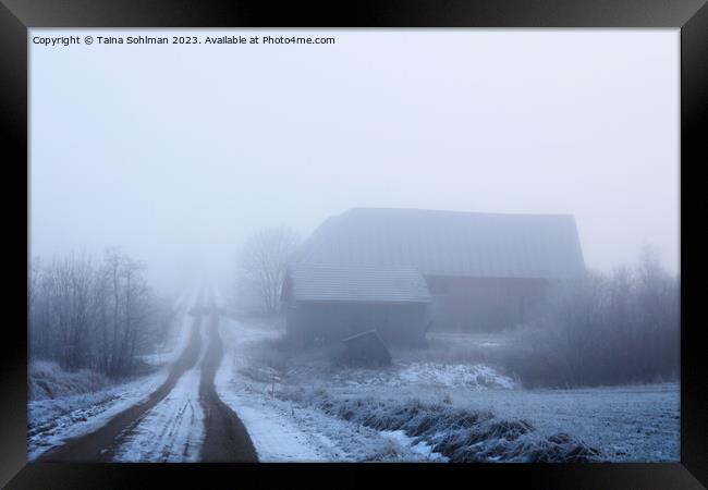 Rural Road Into the Fog Framed Print by Taina Sohlman