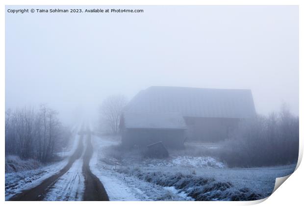 Rural Road Into the Fog Print by Taina Sohlman