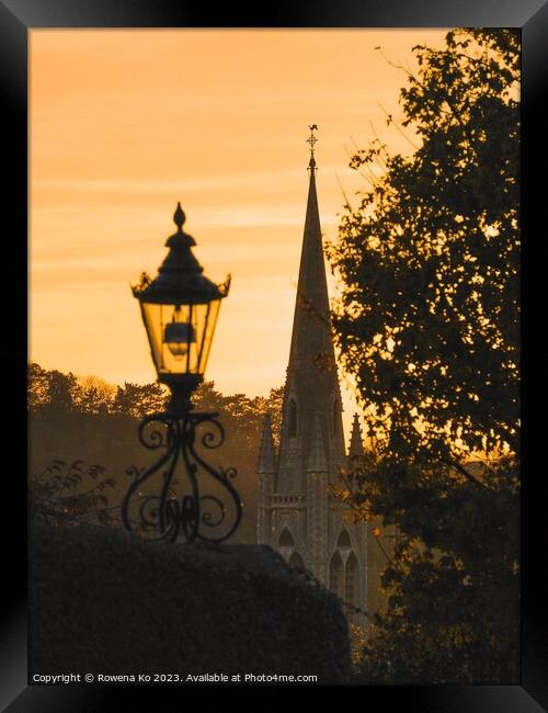 The lantern and the church  Framed Print by Rowena Ko