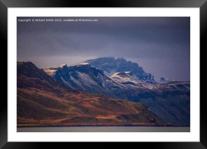 The Storr in winter from 15 km distance Framed Mounted Print by Richard Smith