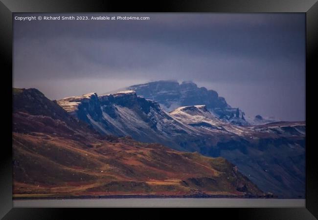The Storr in winter from 15 km distance Framed Print by Richard Smith