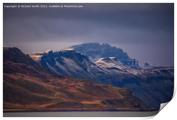 The Storr in winter from 15 km distance Print by Richard Smith
