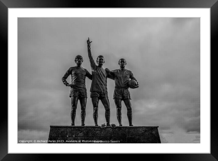 Bobby Charlton, Denis Law George Best -outside Old Framed Mounted Print by Richard Perks