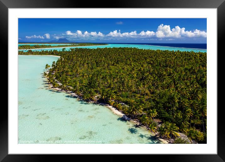 Aerial view of Bora Bora Island French Polynesia  Framed Mounted Print by Spotmatik 
