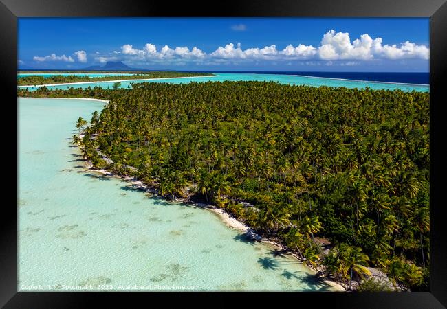 Aerial view of Bora Bora Island French Polynesia  Framed Print by Spotmatik 
