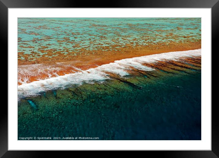 Aerial Bora Bora a luxury Tahitian Pacific Island  Framed Mounted Print by Spotmatik 