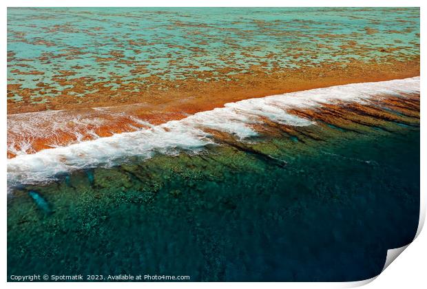 Aerial Bora Bora a luxury Tahitian Pacific Island  Print by Spotmatik 