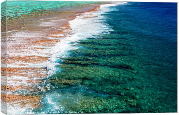 Aerial Bora Bora French Polynesia a coral paradise  Canvas Print by Spotmatik 