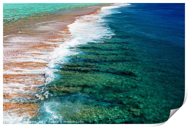 Aerial Bora Bora French Polynesia a coral paradise  Print by Spotmatik 