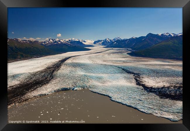 Aerial view Alaska USA Knik glacier Chugach Mountains  Framed Print by Spotmatik 