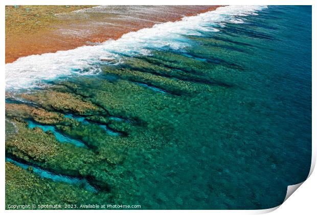 Aerial Bora Bora French Polynesia a coral paradise  Print by Spotmatik 