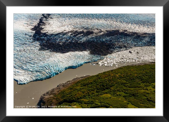Aerial view Alaska USA glacier ice shelf environmental Framed Mounted Print by Spotmatik 