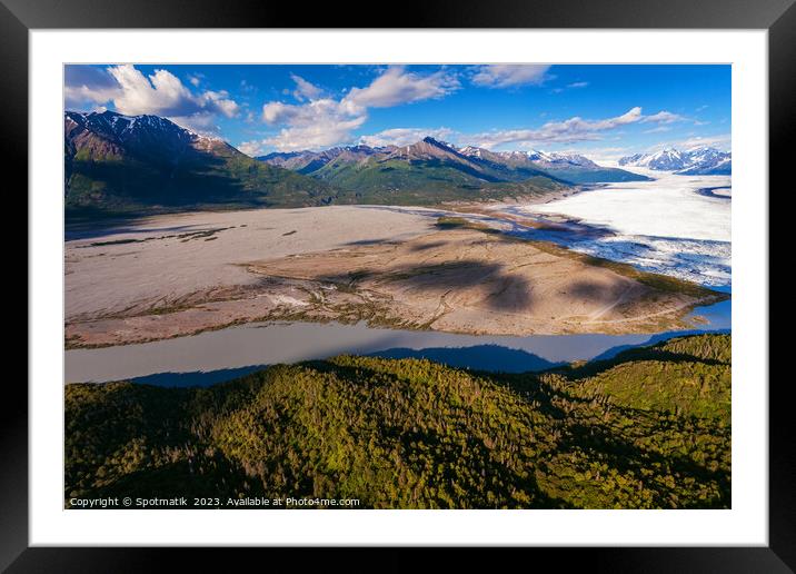 Aerial Alaskan view Knik glacier Chugach Mountains USA Framed Mounted Print by Spotmatik 