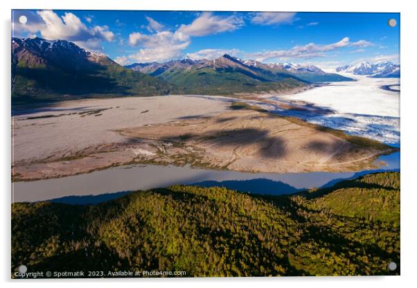 Aerial Alaskan view Knik glacier Chugach Mountains USA Acrylic by Spotmatik 