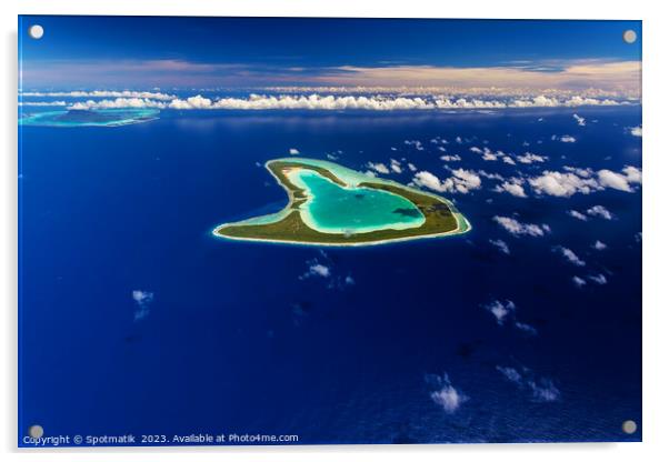 Aerial Tupai Island French Polynesia Coral reef Lagoon  Acrylic by Spotmatik 