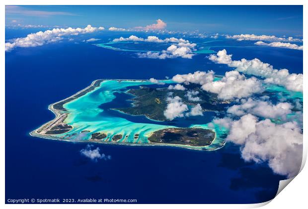 Aerial Bora Bora Tahaa French Polynesia South seas  Print by Spotmatik 