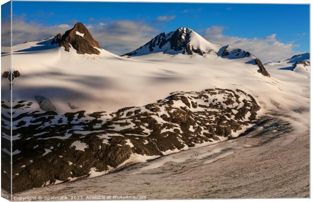 Aerial snowy mountain Wilderness Alaskan remote Chugach mountain Canvas Print by Spotmatik 
