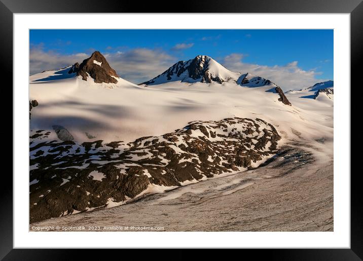 Aerial snowy mountain Wilderness Alaskan remote Chugach mountain Framed Mounted Print by Spotmatik 