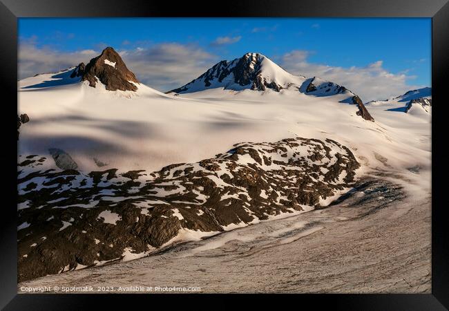 Aerial snowy mountain Wilderness Alaskan remote Chugach mountain Framed Print by Spotmatik 