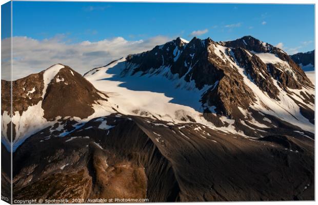 Aerial view Chugach snowy mountain range Alaska America Canvas Print by Spotmatik 
