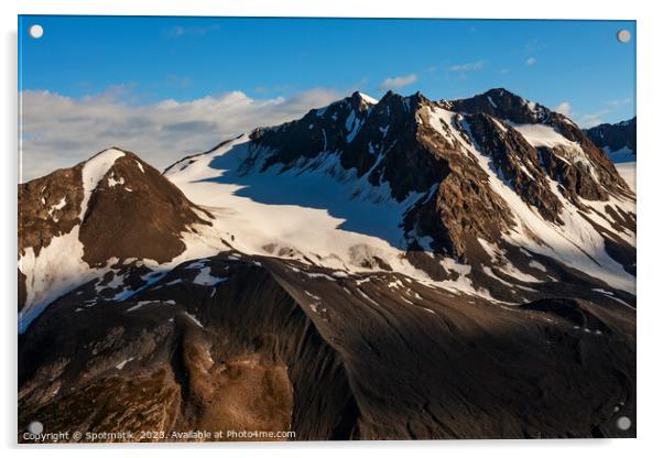 Aerial view Chugach snowy mountain range Alaska America Acrylic by Spotmatik 