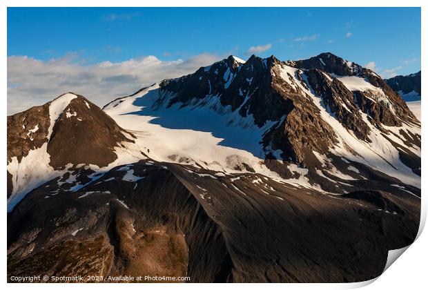 Aerial view Chugach snowy mountain range Alaska America Print by Spotmatik 