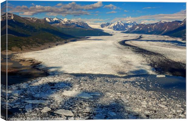 Aerial view Chugach Mountains Knik glacier Alaska America Canvas Print by Spotmatik 