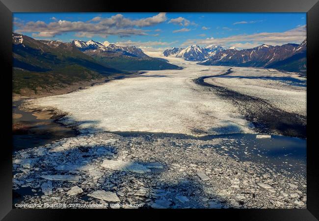 Aerial view Chugach Mountains Knik glacier Alaska America Framed Print by Spotmatik 