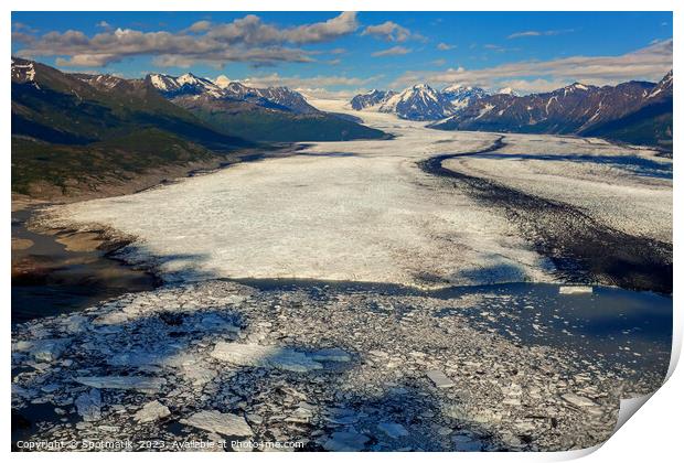 Aerial view Chugach Mountains Knik glacier Alaska America Print by Spotmatik 