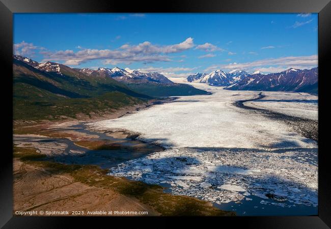 Aerial view Chugach Mountains Alaska Knik glacier America Framed Print by Spotmatik 