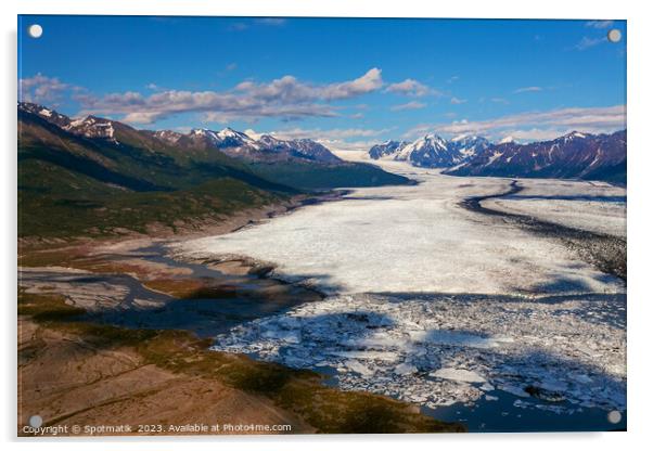 Aerial view Chugach Mountains Alaska Knik glacier America Acrylic by Spotmatik 