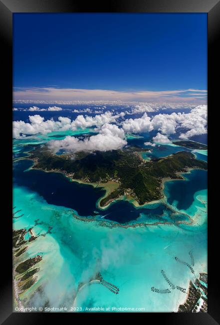 Aerial Bora Bora French Polynesia Pacific Atoll Island Framed Print by Spotmatik 