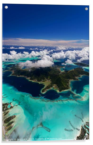 Aerial Bora Bora French Polynesia Pacific Atoll Island Acrylic by Spotmatik 
