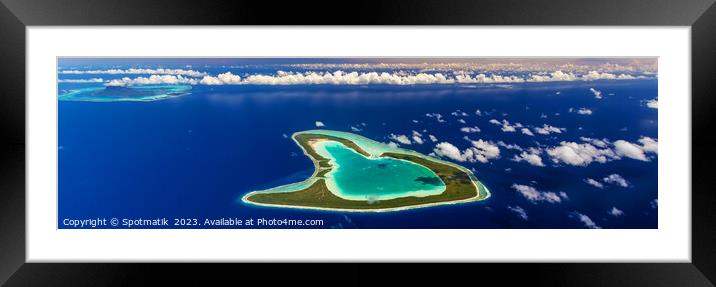 Aerial Panorama Tupai Bora Bora Tahaa South Pacific  Framed Mounted Print by Spotmatik 