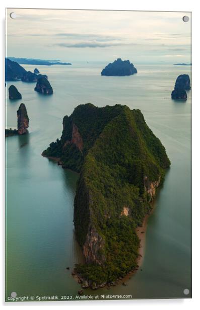 Aerial island view limestone karsts Krabi Thailand Asia Acrylic by Spotmatik 