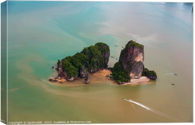 Aerial view Krabi Thailand limestone rock karsts Asia Canvas Print by Spotmatik 
