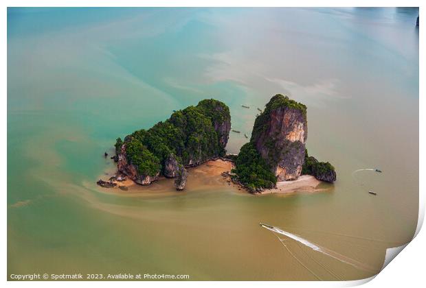 Aerial view Krabi Thailand limestone rock karsts Asia Print by Spotmatik 