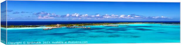 Panorama aerial view Luxury Overwater Bungalows Bora Bora  Canvas Print by Spotmatik 