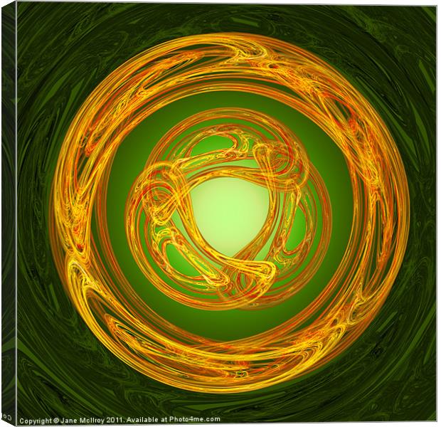 Celtic Abstract on Green Canvas Print by Jane McIlroy