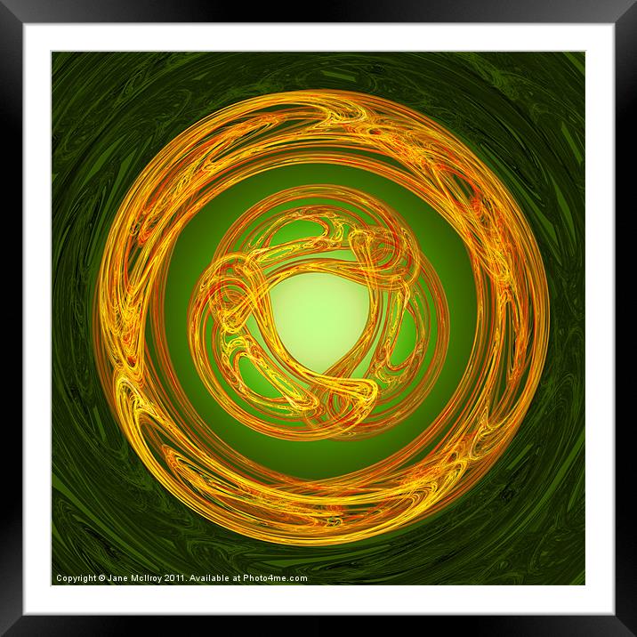 Celtic Abstract on Green Framed Mounted Print by Jane McIlroy