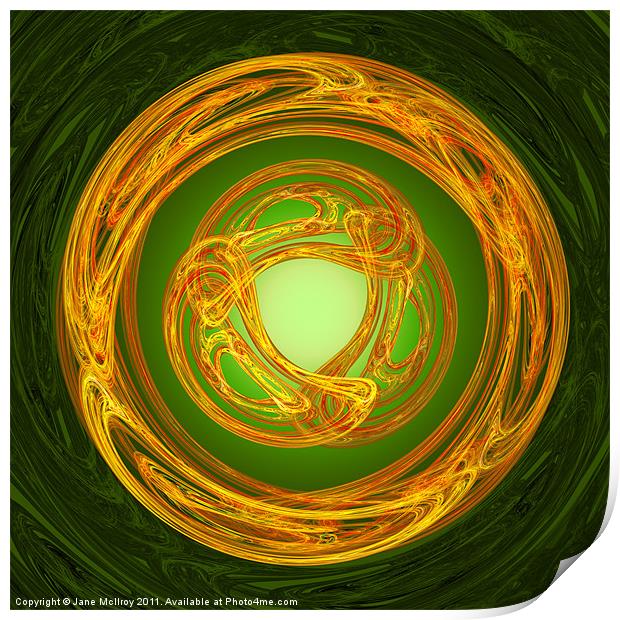Celtic Abstract on Green Print by Jane McIlroy