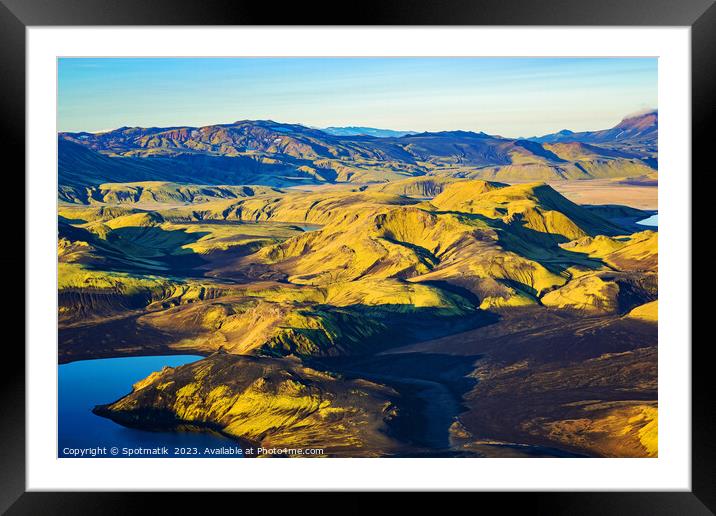 Aerial view of the Icelandic Landmannalaugar National Park  Framed Mounted Print by Spotmatik 