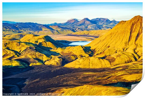 Aerial volcanic landscape Wilderness Landmannalaugar  Print by Spotmatik 