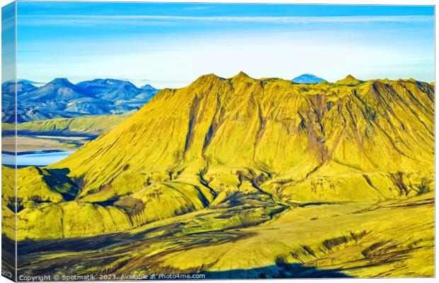 Aerial view of Icelandic  Landmannalaugar National Park  Canvas Print by Spotmatik 