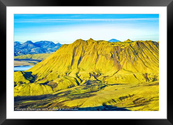 Aerial view of Icelandic  Landmannalaugar National Park  Framed Mounted Print by Spotmatik 