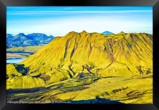 Aerial view of Icelandic  Landmannalaugar National Park  Framed Print by Spotmatik 