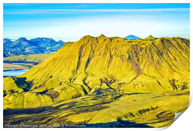 Aerial view of Icelandic  Landmannalaugar National Park  Print by Spotmatik 