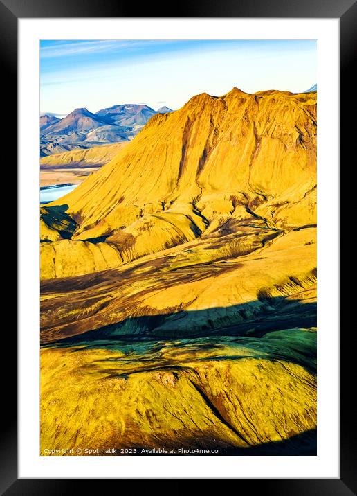 Aerial view of Landmannalaugar National Park Wilderness Iceland  Framed Mounted Print by Spotmatik 