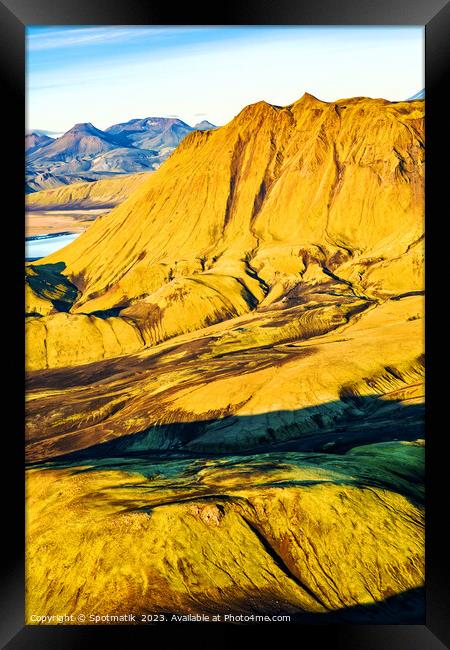 Aerial view of Landmannalaugar National Park Wilderness Iceland  Framed Print by Spotmatik 