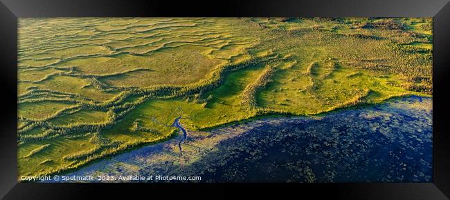 Aerial Panorama view of McClelland lake Wilderness Alberta  Framed Print by Spotmatik 